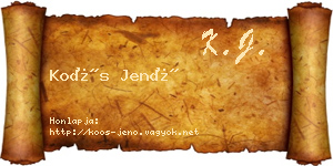 Koós Jenő névjegykártya